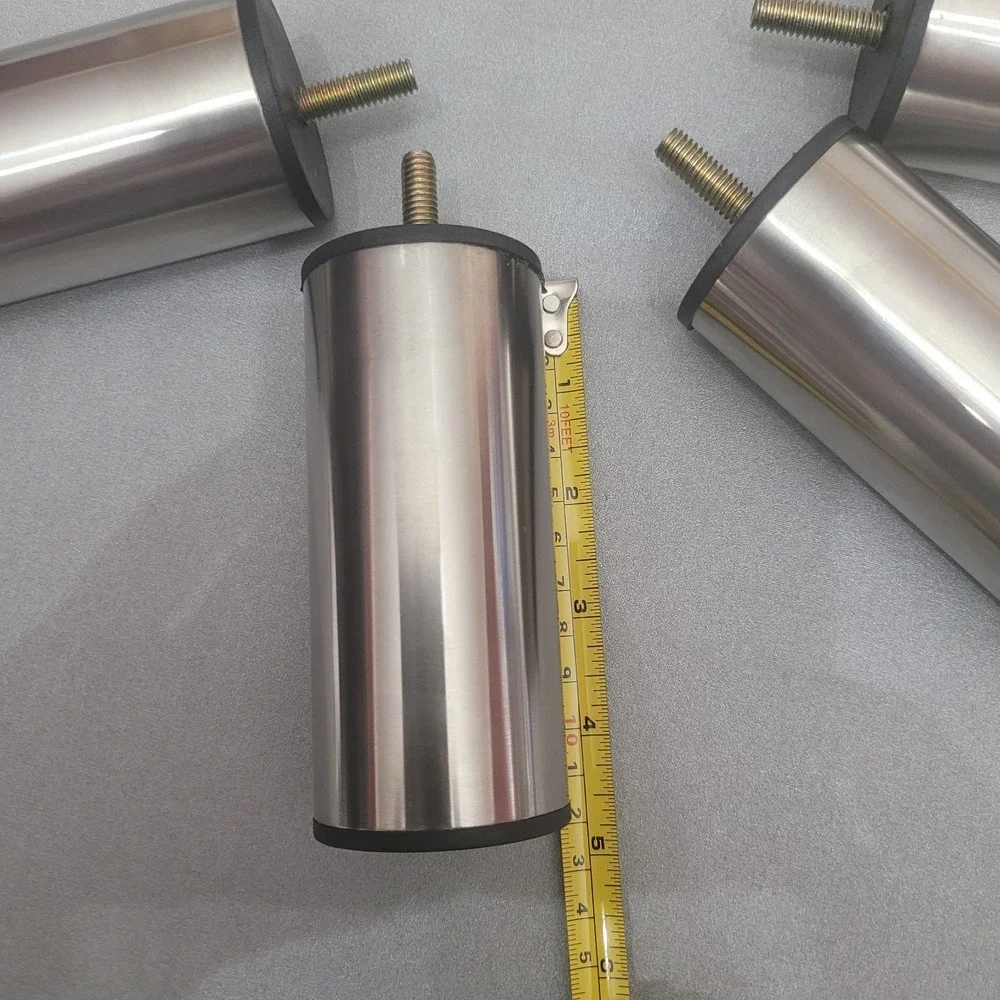 Set‎ of 4 Stainless Steel Furniture Legs 4.5 In, Cylinder Cabinets Sofa Tables